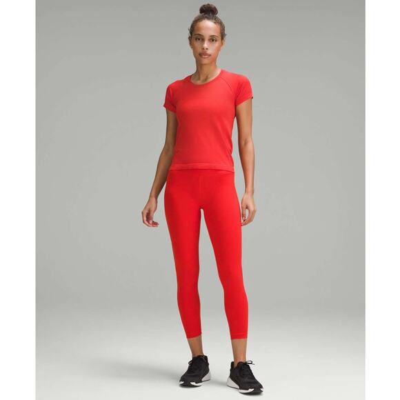 EUC Lululemon Wunder Train High-Rise Crop 23” Leggings Hot Heat Red Size 2 Train - Picture 6 of 15
